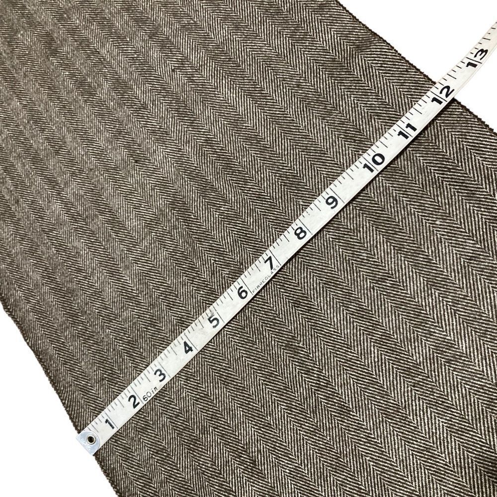 Brown and ivory cashmere blend long scarf - Picture 3 of 7
